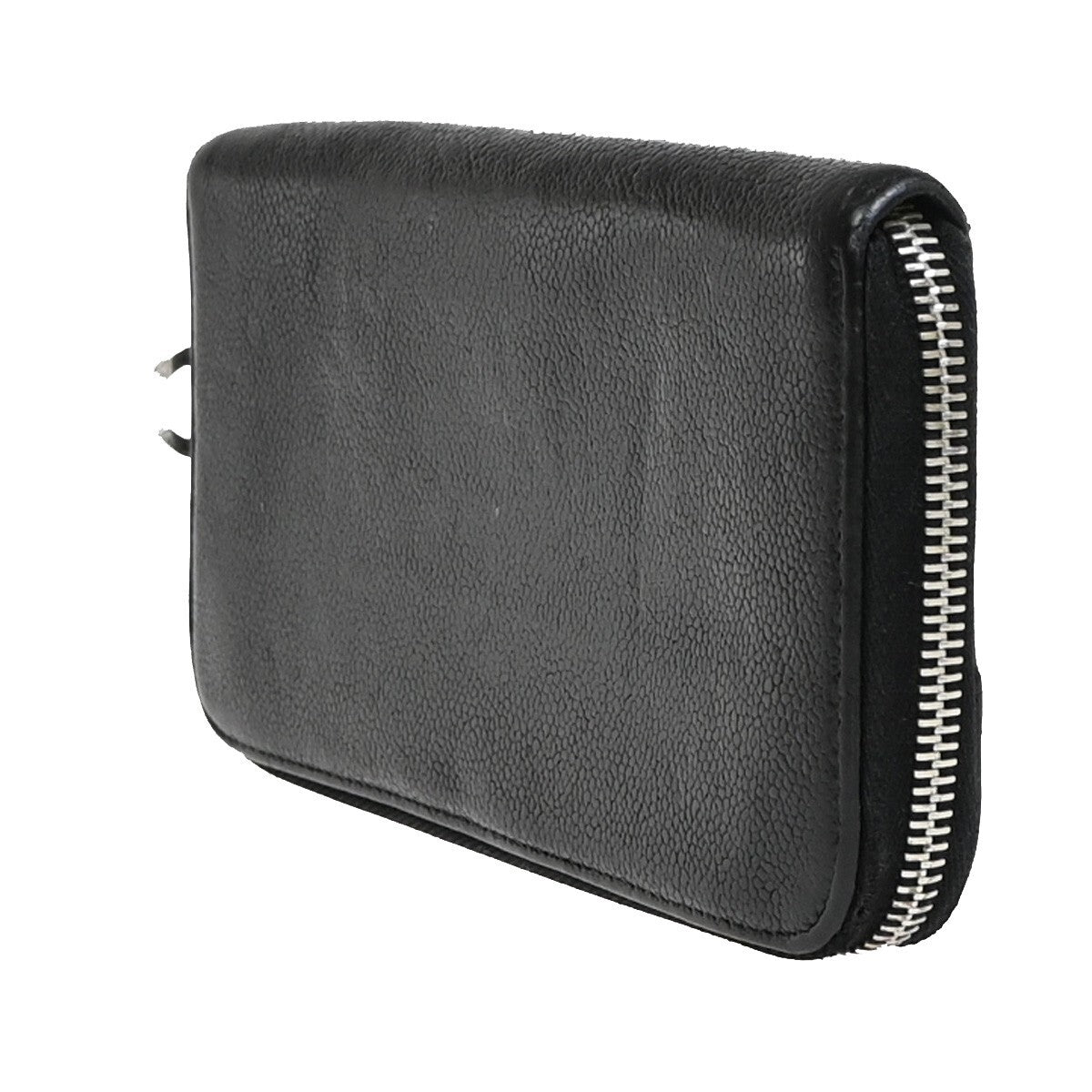 Chanel CC Logo Zipper Long Bifold Leather, BLACK, CALFSKIN, Wallets