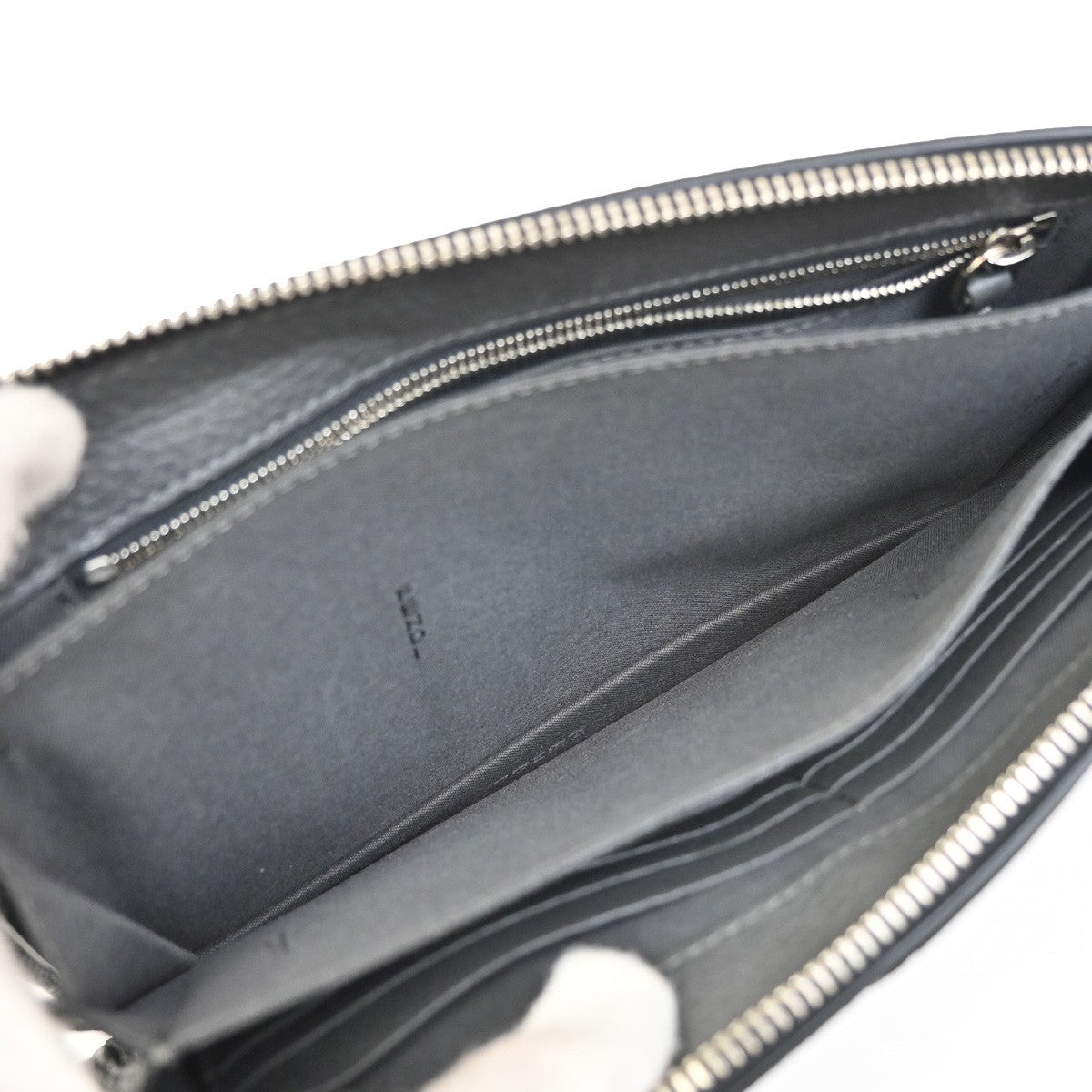 Fendi logo zip pouch FF Printed Leathear, GRAY, LEATHER, Clutche & pouche