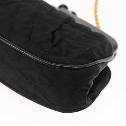 Chanel Chain Clutch Canvas and Leather, Black, Satin, Shoulder Bag