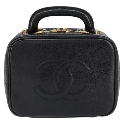 Chanel Vintage Timeless Zip Around Vanity Case Caviar, BLACK, LEATHER, Clutche & pouche