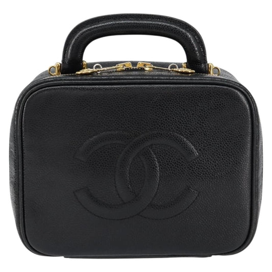 Chanel Vintage Timeless Zip Around Vanity Case Caviar, BLACK, LEATHER, Clutche & pouche