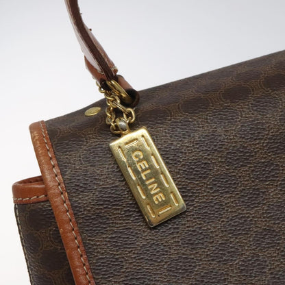 Celine Macadam Handbag Macadam with leather, BROWN, CANVAS, Handbag