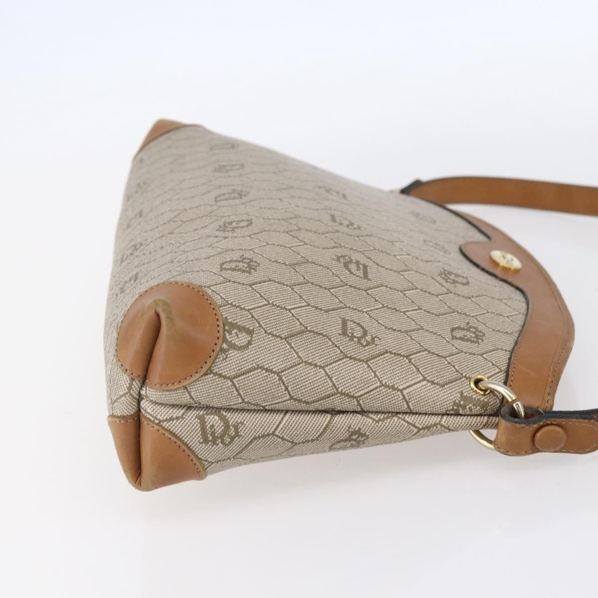 Christian Dior Vintage Honeycomb Shoulder Bag Canvas and Leather, BEIGE, CANVAS, Shoulder bag