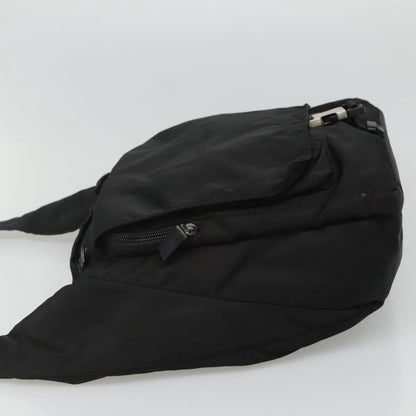 Prada Vintage Flap Messenger Bag Tessuto, BLACK, NYLON, Shoulder bag