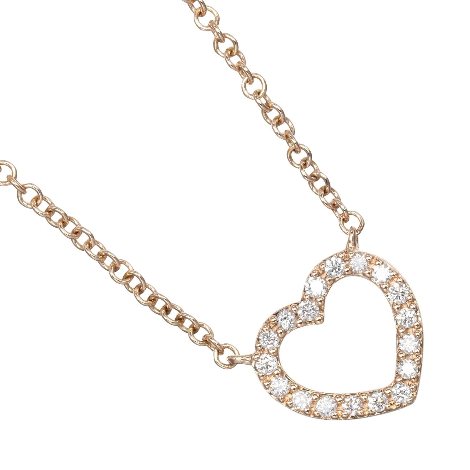 Tiffany & Co. Metro Heart Pendant Necklace 18K Rose Gold and Diamonds, GOLD, ROSE_GOLD, Necklace