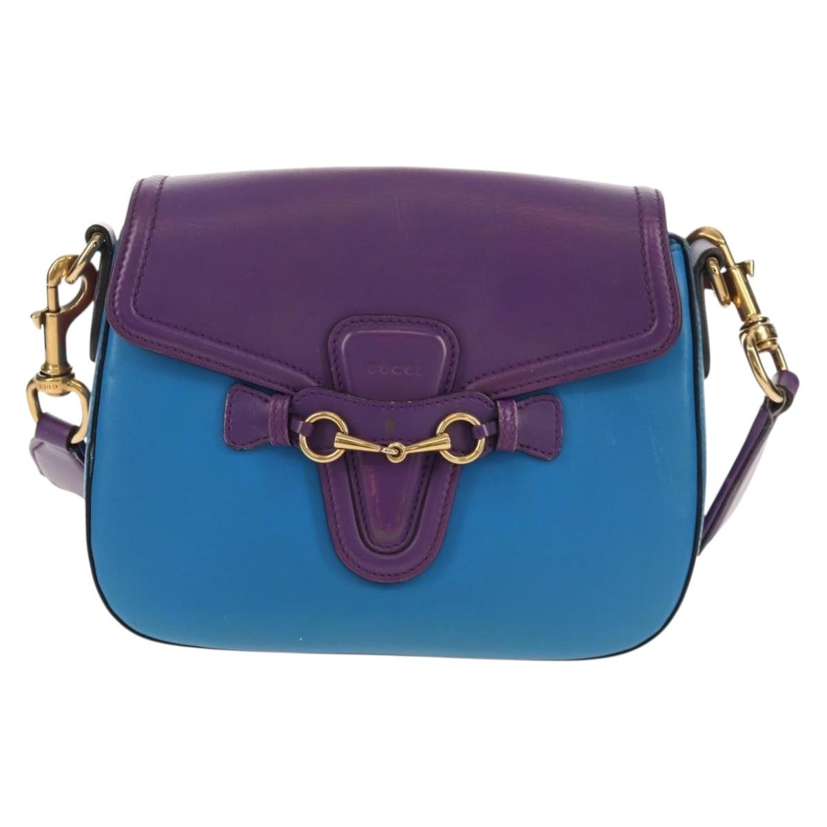 Gucci Lady Web Shoulder Bag Leather, BLUE, LEATHER, Shoulder bag
