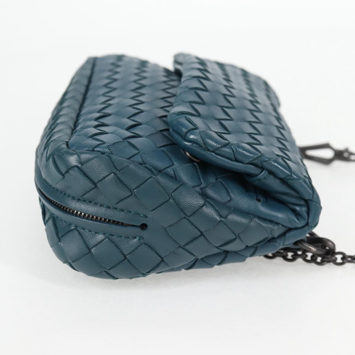 Bottega Veneta Expandable Chain Crossbody Bag Intrecciato Nappa, BLUE, LEATHER, Crossbody bag
