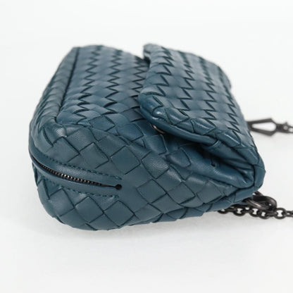 Bottega Veneta Expandable Chain Crossbody Bag Intrecciato Nappa, BLUE, LEATHER, Crossbody bag