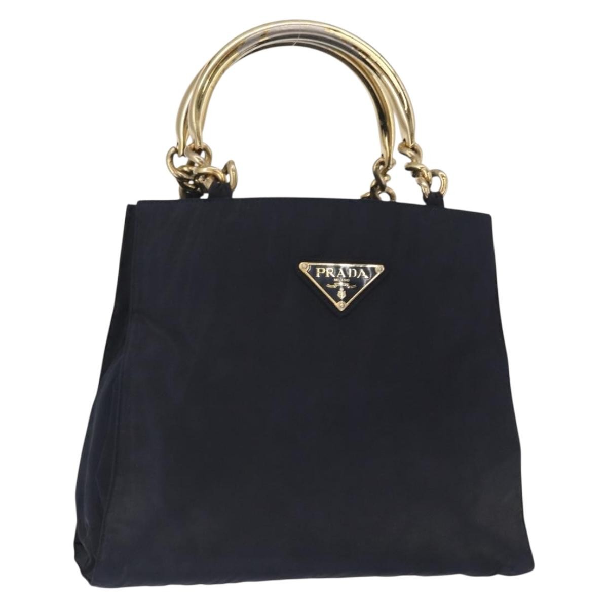Prada Metal Handles Tote Tessuto, NAVY, NYLON, Tote bag