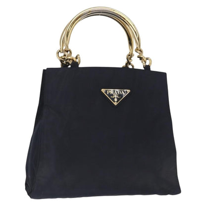 Prada Metal Handles Tote Tessuto, NAVY, NYLON, Tote bag