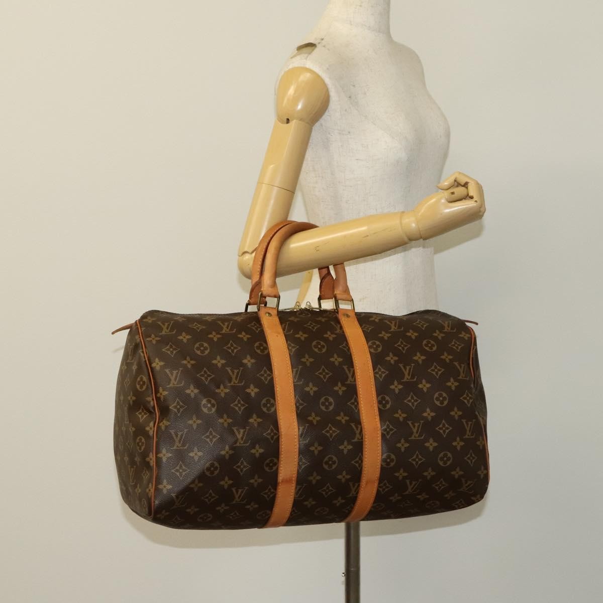 Louis Vuitton Keepall Bag Monogram Canvas, BROWN, CANVAS, Travel bag