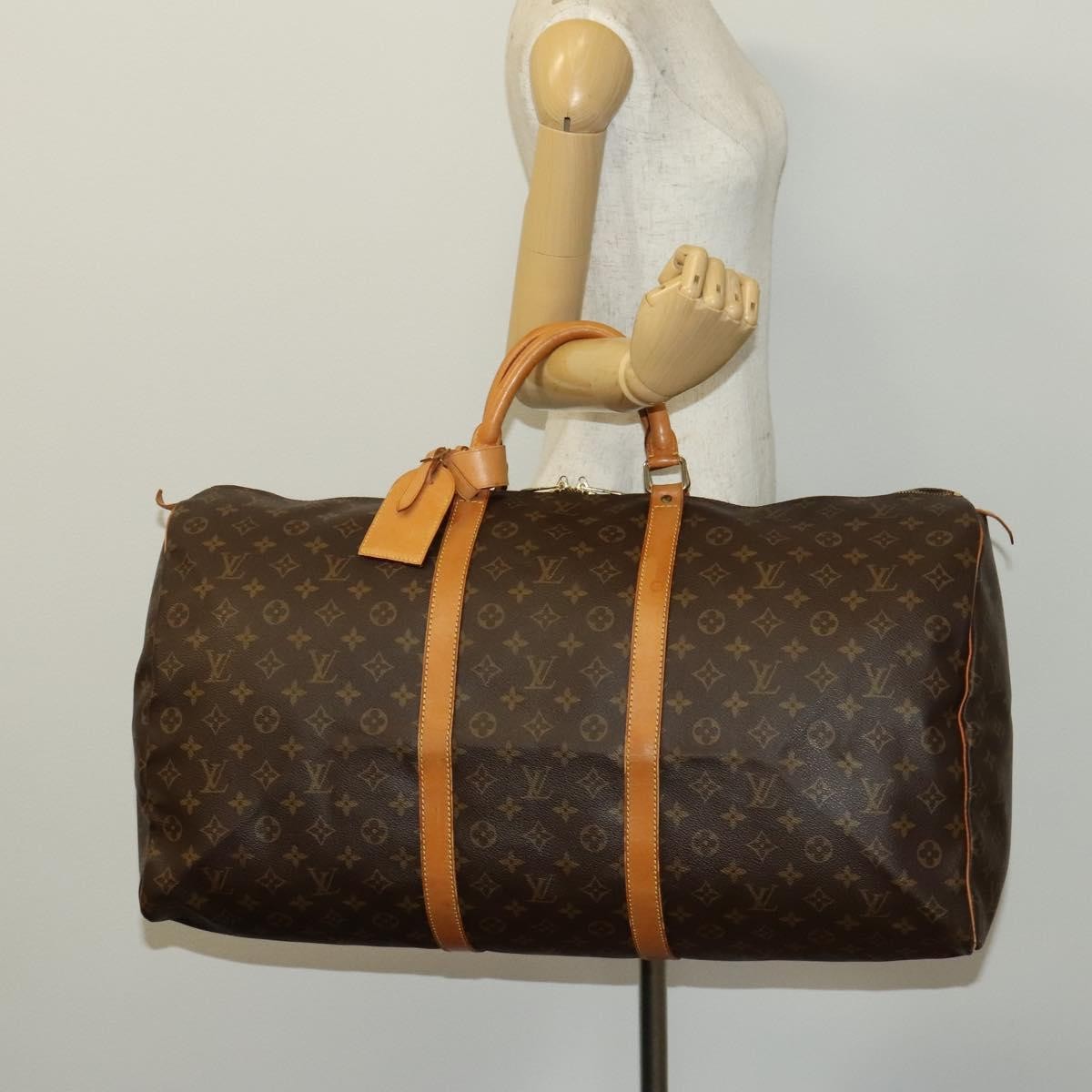 Louis Vuitton Keepall Bag Monogram Canvas, BROWN, CANVAS, Travel bag