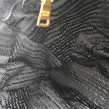 Prada Front Pocket Convertible Tote Leather, BLACK, LEATHER, Tote bag