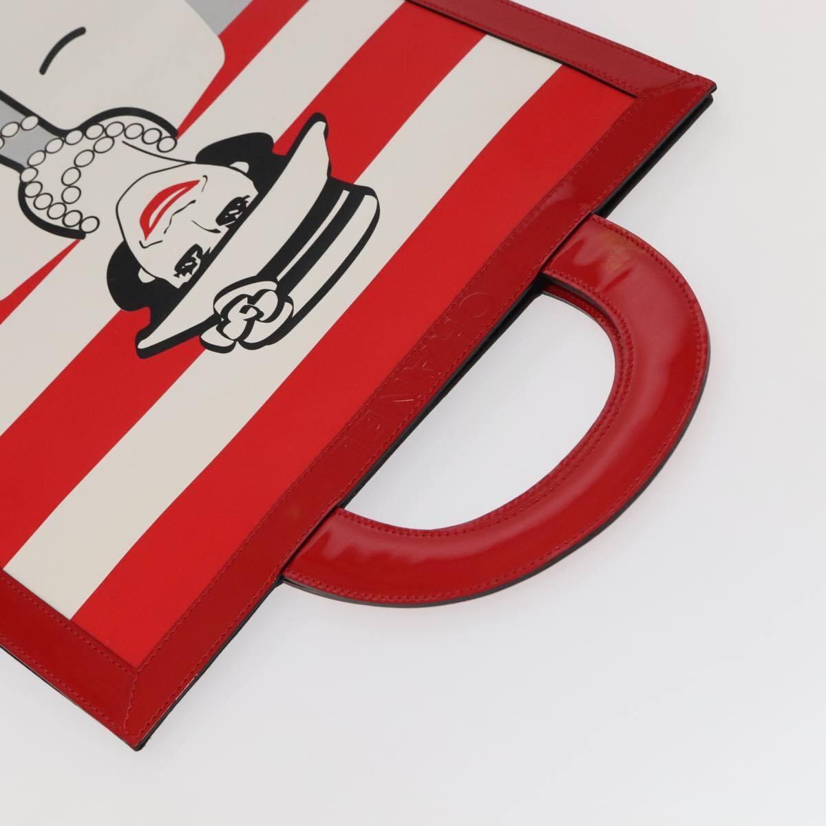 Chanel Vintage Portrait Tote Printed Leather and Quilted Patent, RED, LEATHER, Tote bag