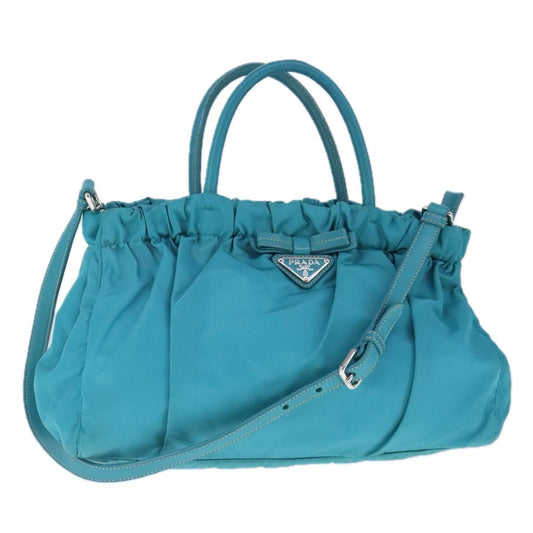 Prada Bow Convertible Tote Tessuto, BLUE, NYLON, Handbag