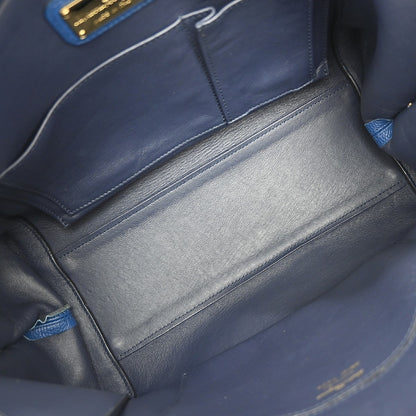 Salvatore Ferragamo Sofia Satchel Leather, BLUE, LEATHER, Handbag