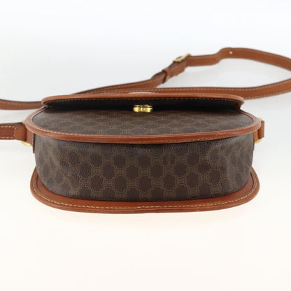 Celine Vintage Macadam Shoulder Bag Canvas and Leather, Brown, Canvas, Shoulder Bag