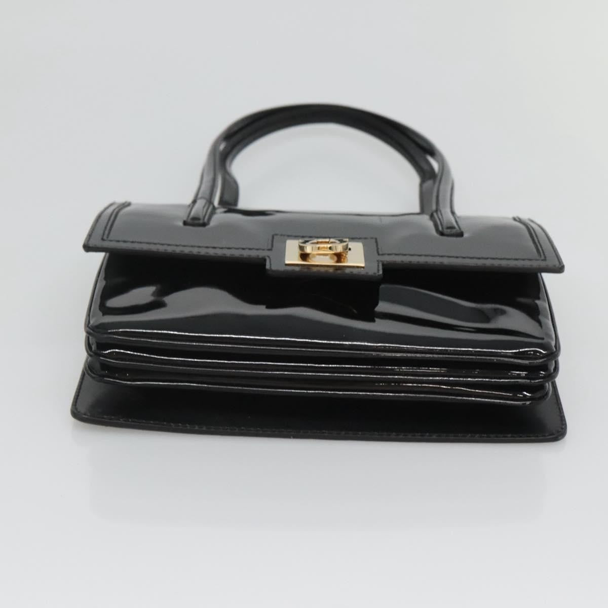 Salvatore Ferragamo Gancini handbag Patent leather, BLACK, PATENT_LEATHER, Handbag