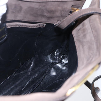 Salvatore Ferragamo Vala Shoulder Bag Suede, BROWN, SUEDE, Shoulder bag