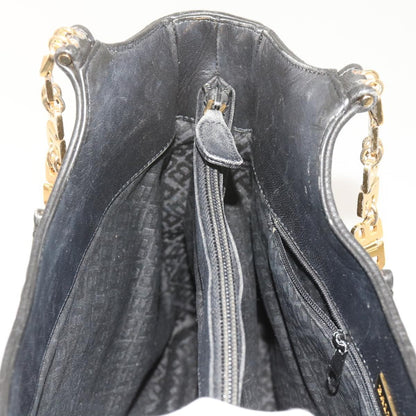 Bally Vintage Chain Shoulder Bag Quilted Leather, BLACK, LEATHER, Tote bag