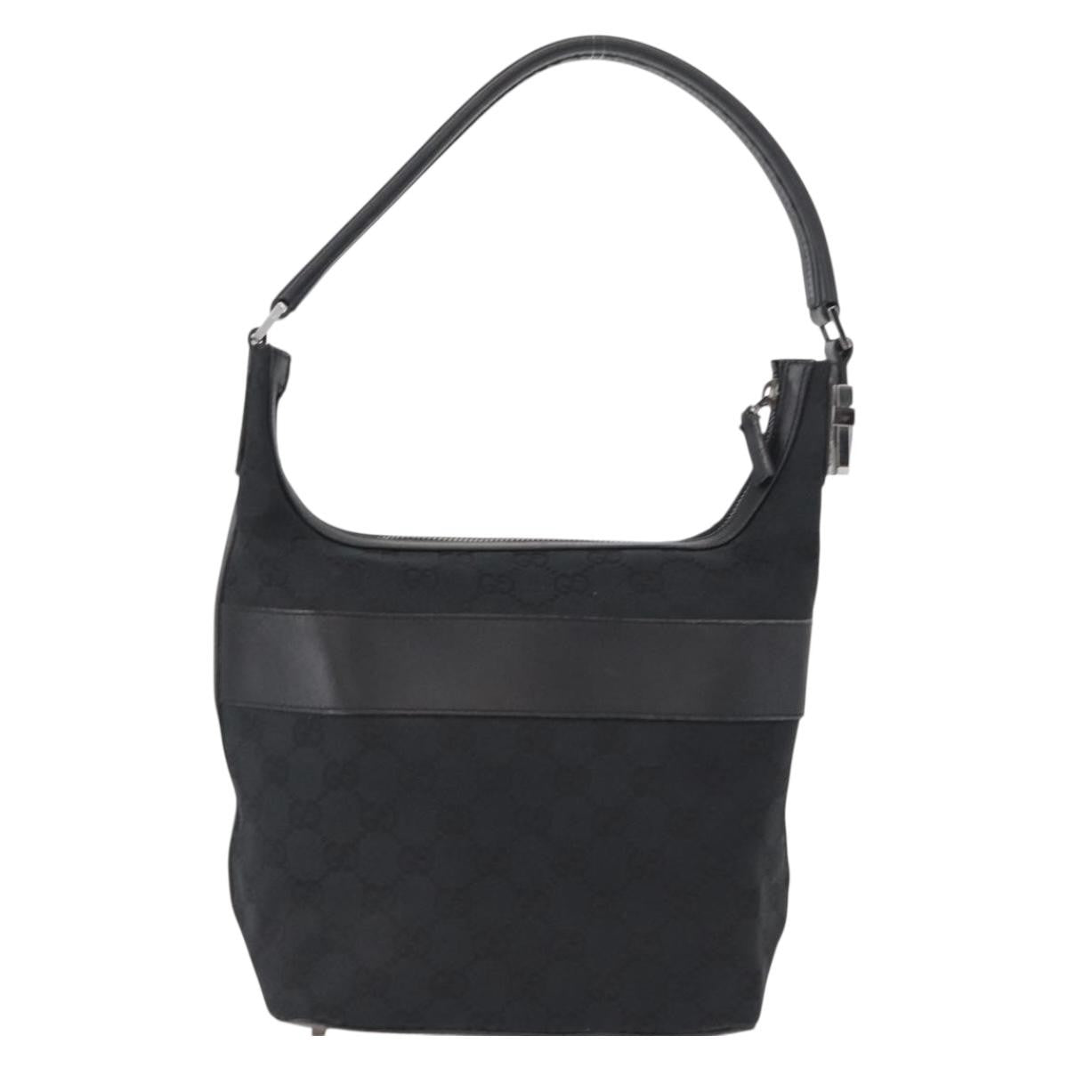 Gucci Vintage Shoulder Bag GG Canvas and Leather, BLACK, CANVAS, Shoulder bag