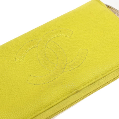 Chanel Timeless CC Zipped Wallet Caviar, YELLOW, CALFSKIN, Wallets