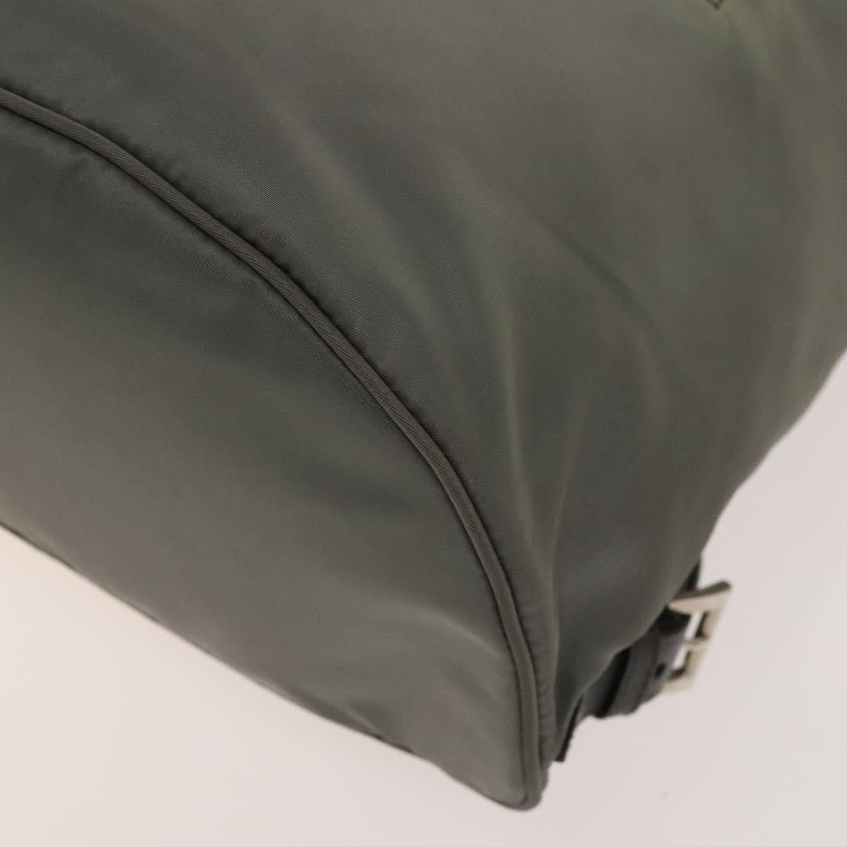 Prada Front Zip Drawstring Backpack Tessuto, GRAY, NYLON, Backpack