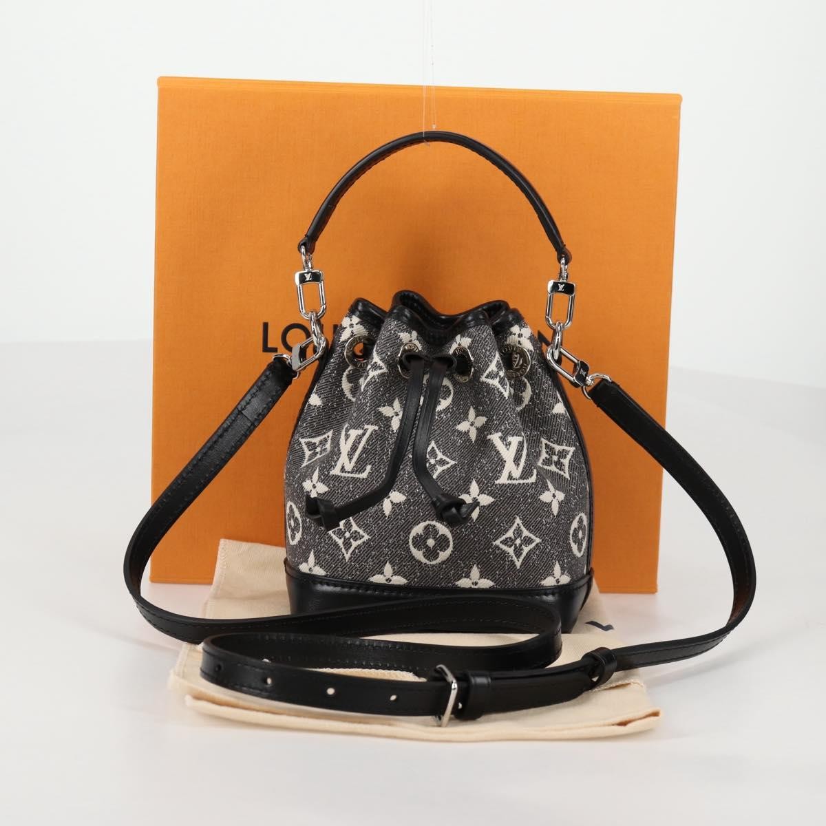Louis Vuitton Noe NM Handbag Monogram Jacquard Denim, BLACK, CANVAS, Shoulder bag