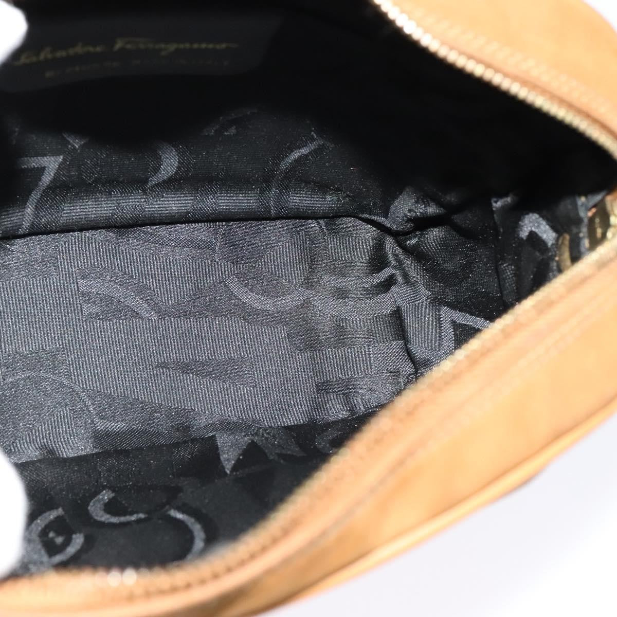 Salvatore Ferragamo Vala Shoulder Bag Suede, BROWN, SUEDE, Shoulder bag