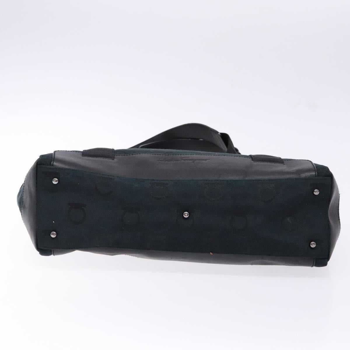 Salvatore Ferragamo Gancini Tote Canvas, BLACK, CANVAS, Tote bag