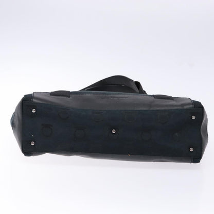 Salvatore Ferragamo Gancini Tote Canvas, BLACK, CANVAS, Tote bag