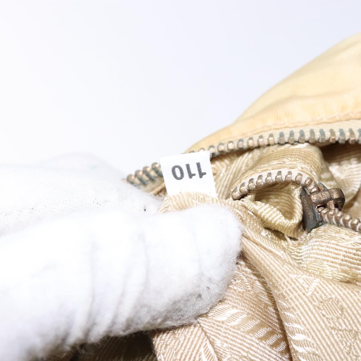 Prada Vintage Zip Handbag Tessuto, BEIGE, NYLON, Handbag