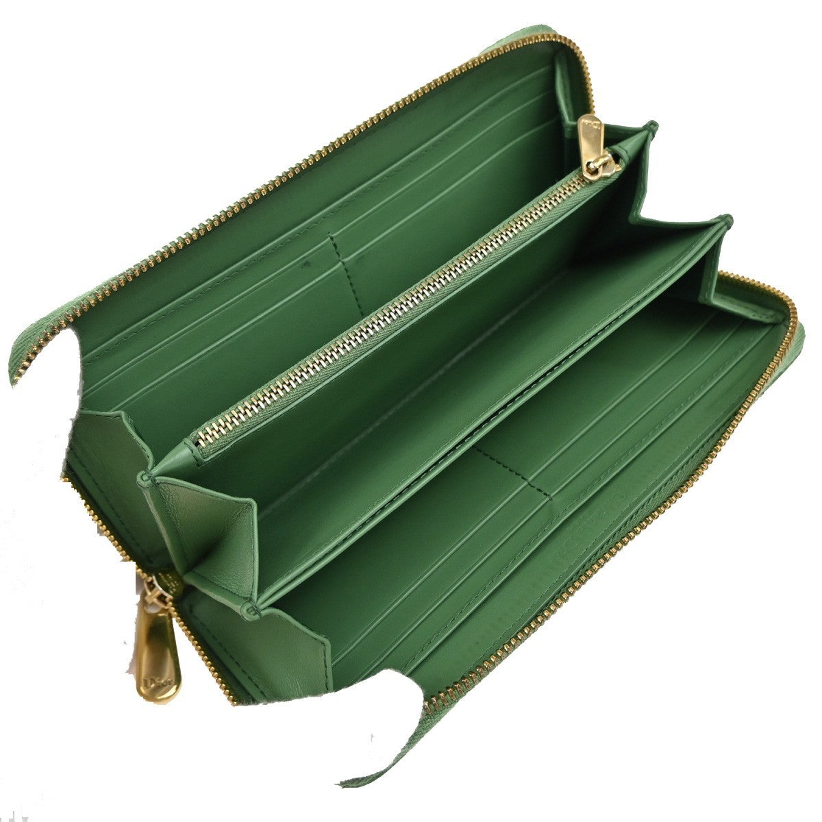 Christian Dior Lady Dior Zip Around Wallet Cannage Quilt Patent, GREEN, PATENT_LEATHER, Clutche & pouche