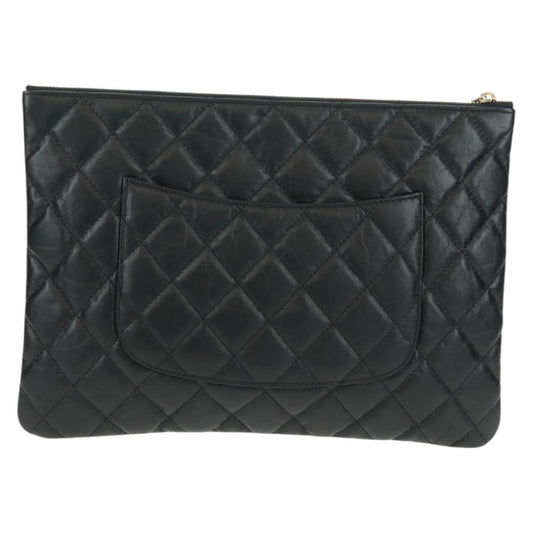 Chanel Lucky Charms Reissue 2.55 O Case Clutch Quilted Aged Calfskin, Black, Leather, Clutch