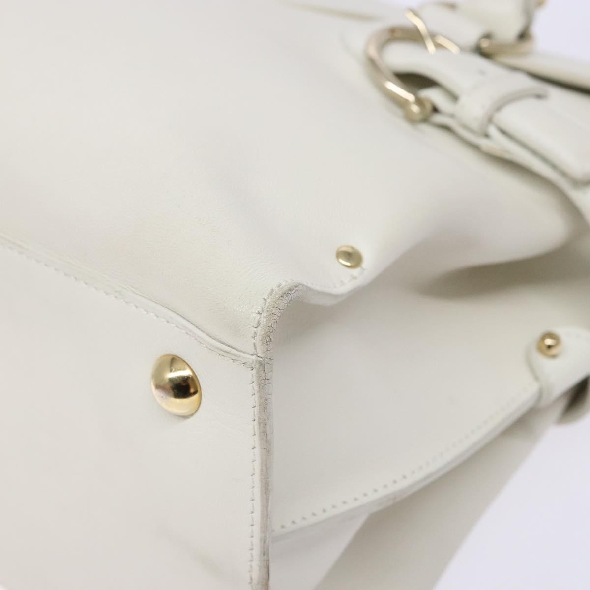 Salvatore Ferragamo Virna Satchel Leather, WHITE, LEATHER, Handbag