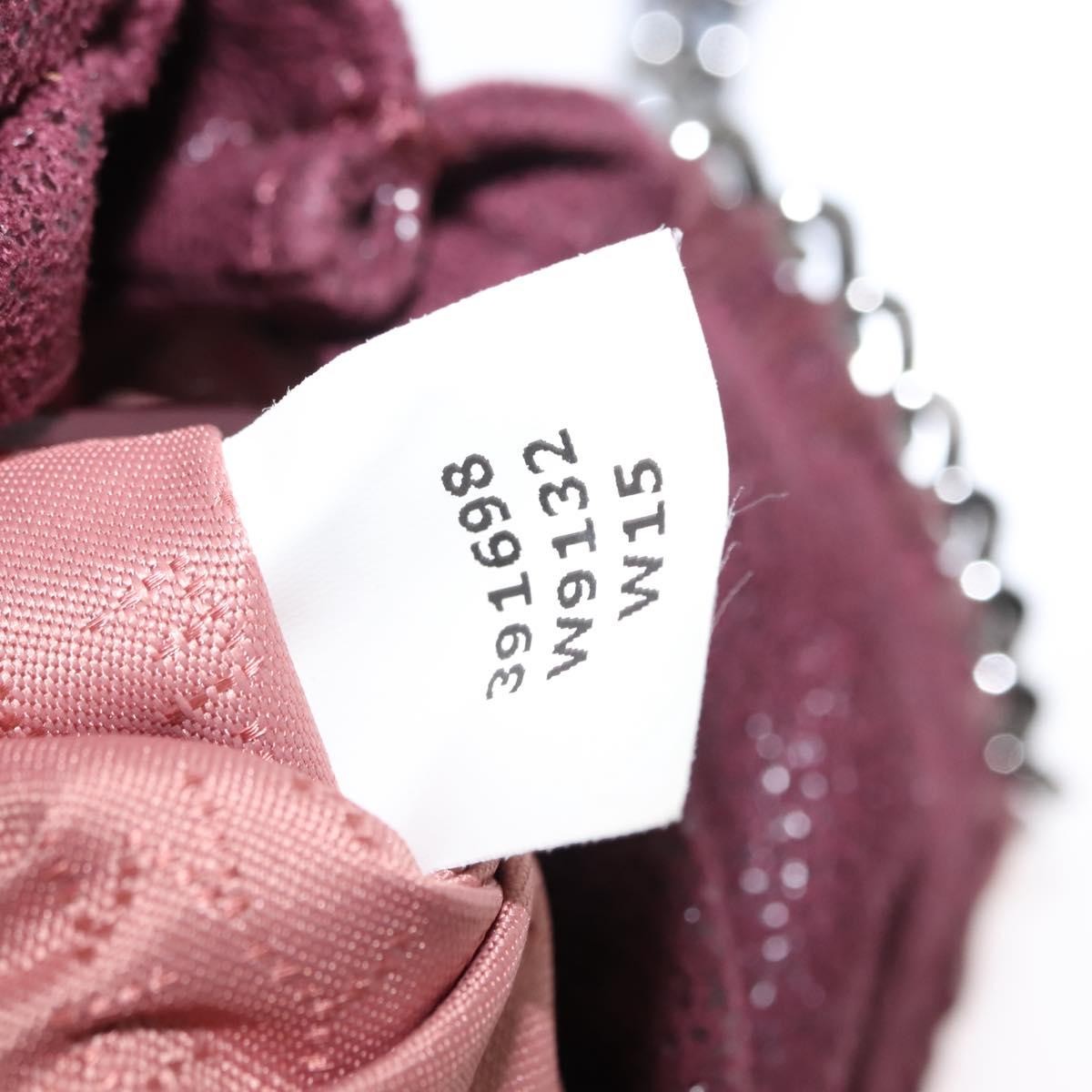 Stella McCartney Falabella Fold Over Crossbody Bag Velvet, BURGUNDY, POLYESTER, Crossbody bag