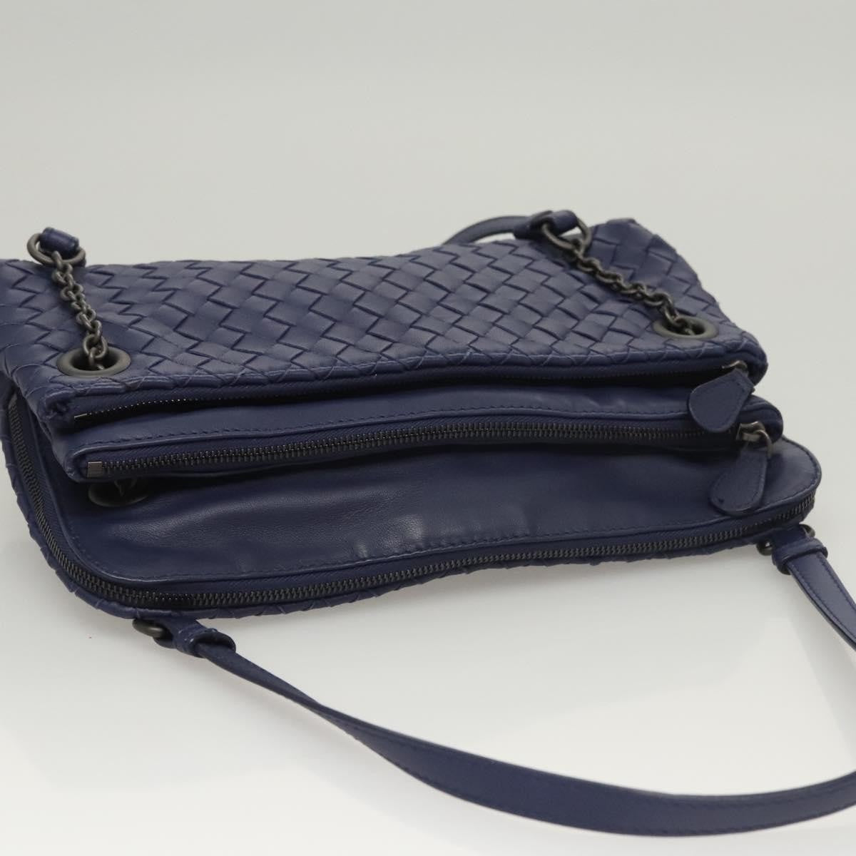 Bottega Veneta Intrecciato Leather, NAVY, LEATHER, Handbag
