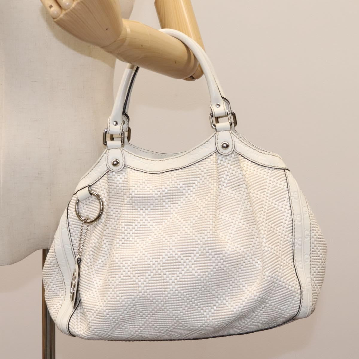 Gucci Sukey Tote Diamante Woven Raffia, SILVER, WOOD, Handbag