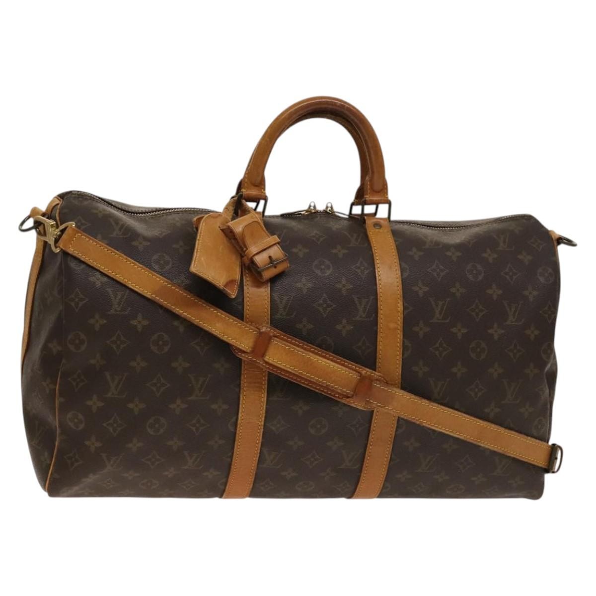 Louis Vuitton Keepall Bandouliere Bag Monogram Canvas, BROWN, CANVAS, Travel bag