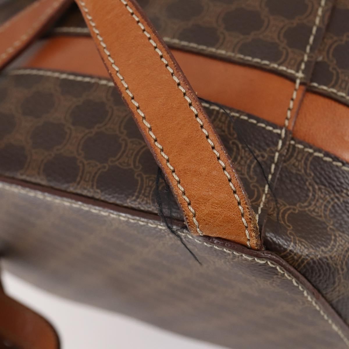 Celine Vintage Macadam Backpack Canvas and Leather, BROWN, CANVAS, Backpack