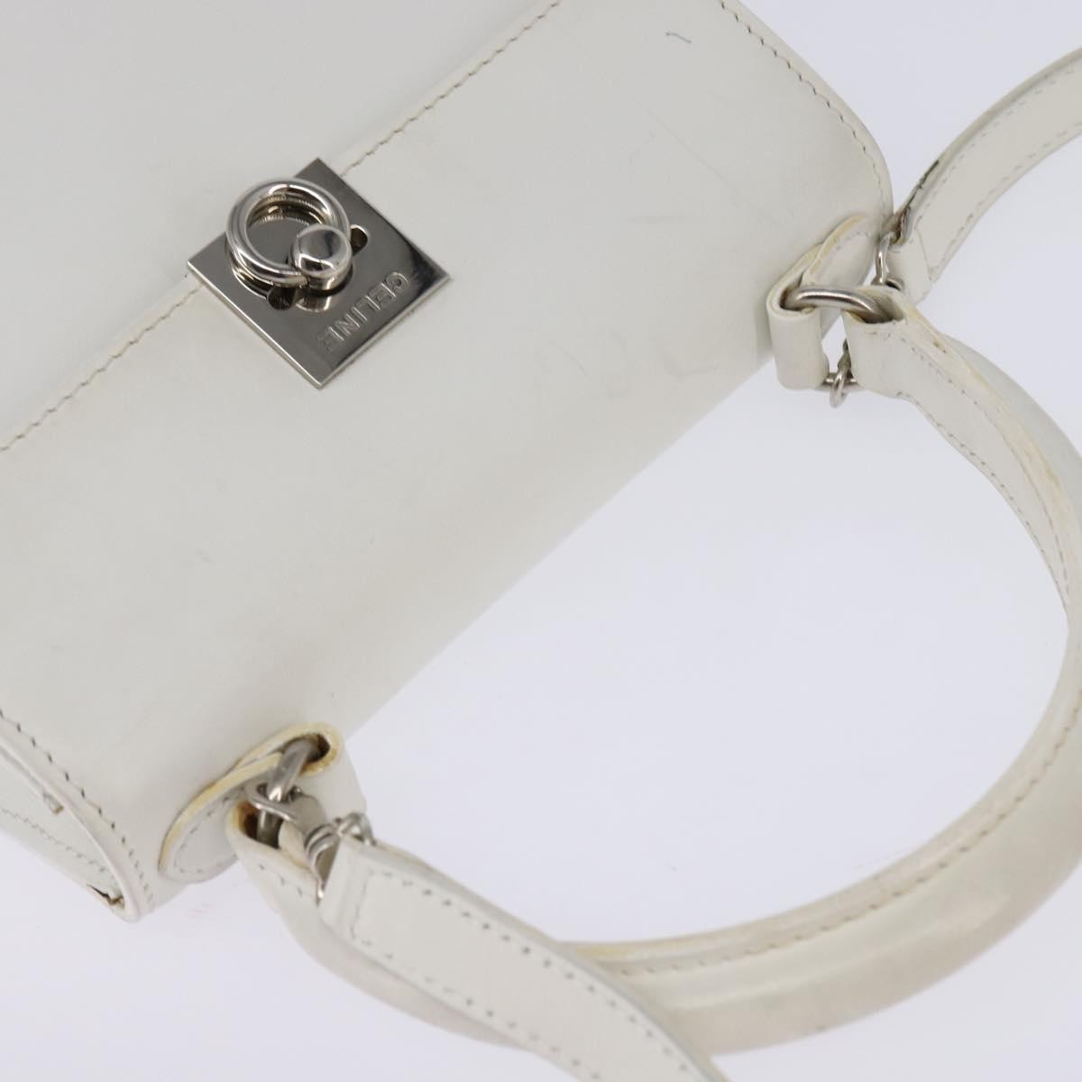 Celine Gancini Handbag Leather, WHITE, LEATHER, Handbag