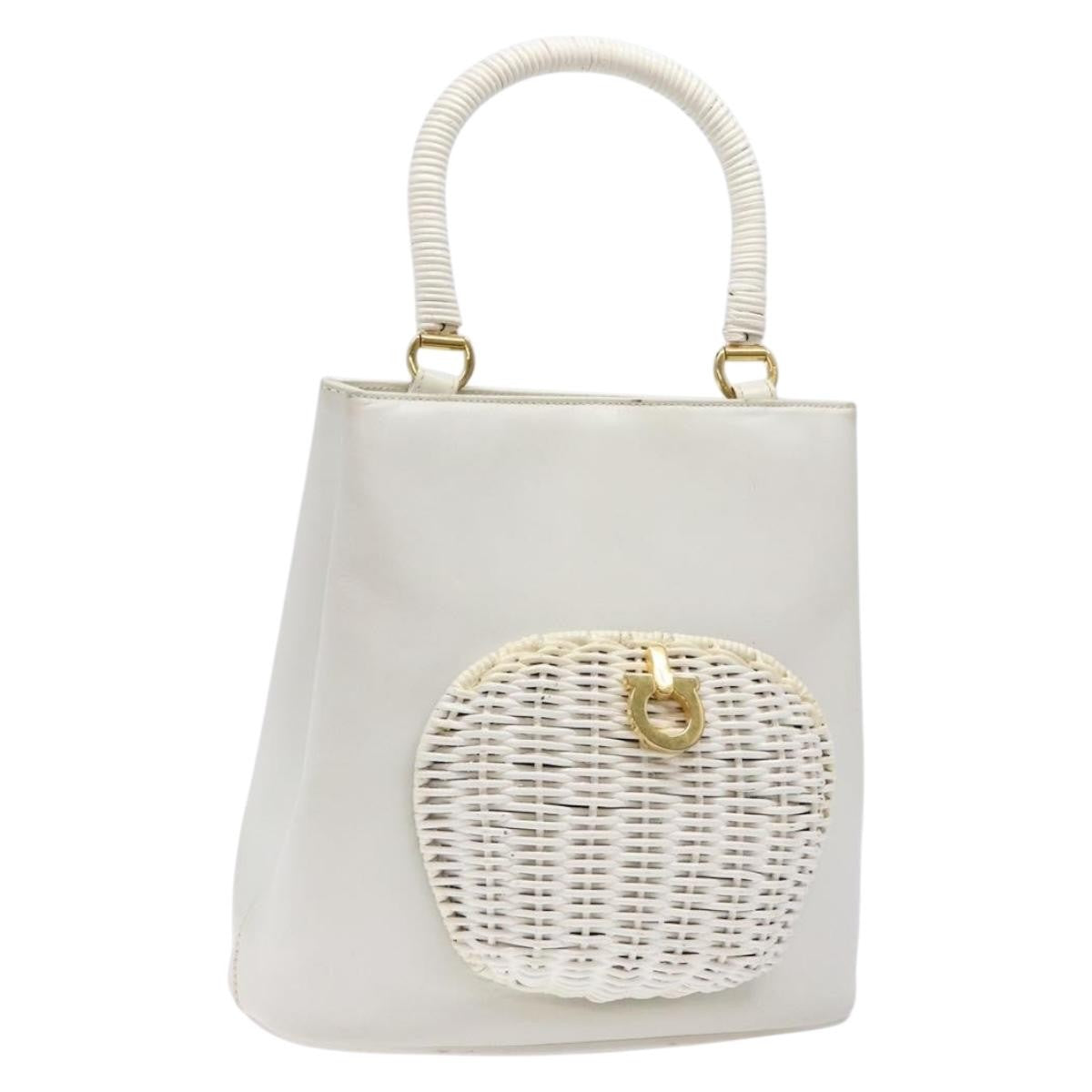 Salvatore Ferragamo Vintage Gancini Convertible Top Handle Bag Leather, WHITE, LEATHER, Handbag