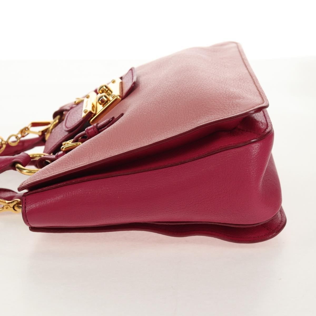 Miu Miu Madras Convertible Lock Tote Leather, PINK, LEATHER, Handbag