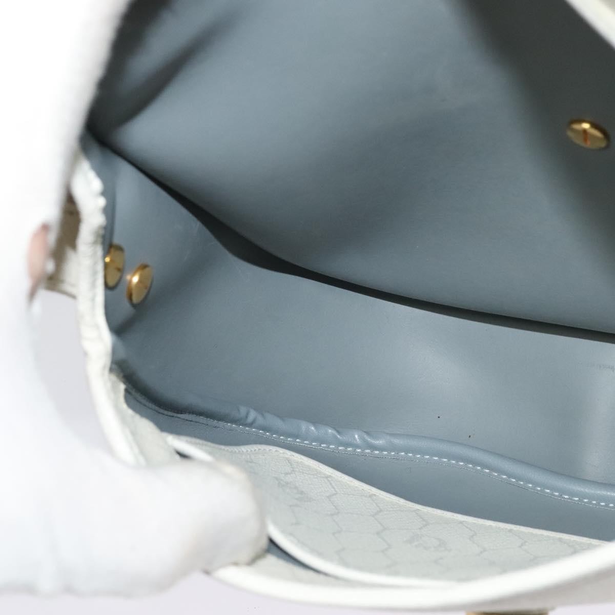 Christian Dior Vintage Honeycomb Flap Crossbody Bag Canvas and Leather, WHITE, CANVAS, Shoulder bag