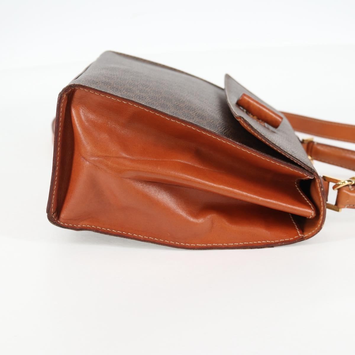 Celine Vintage Convertible Top Handle Bag Macadam Coated Canvas, BROWN, CANVAS, Handbag