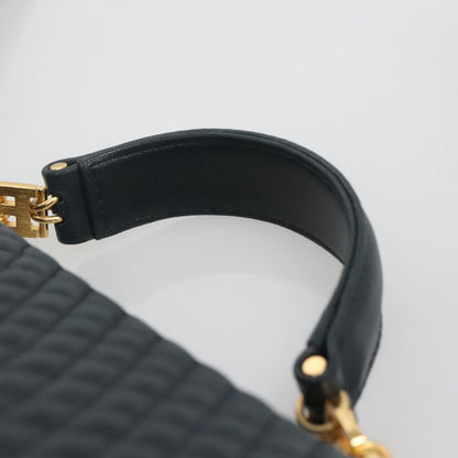 Bally Vintage Handbag Quilted Leather, NAVY, LEATHER, Handbag