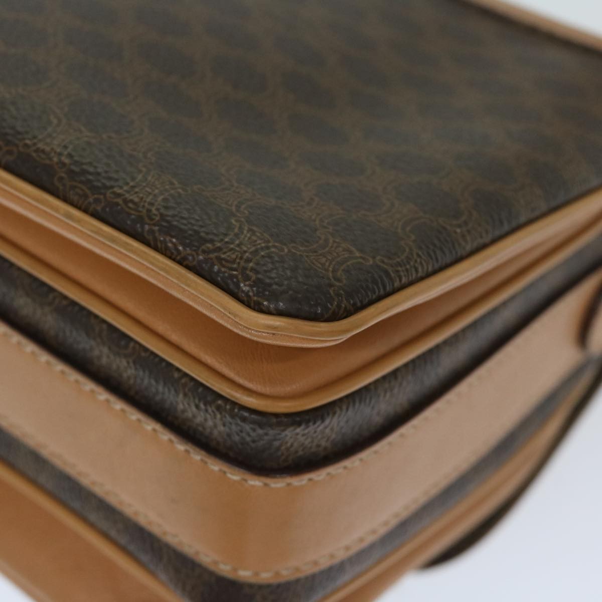 Celine Macadam Shoulder Bag PVC Leather, BROWN, CANVAS, Shoulder bag