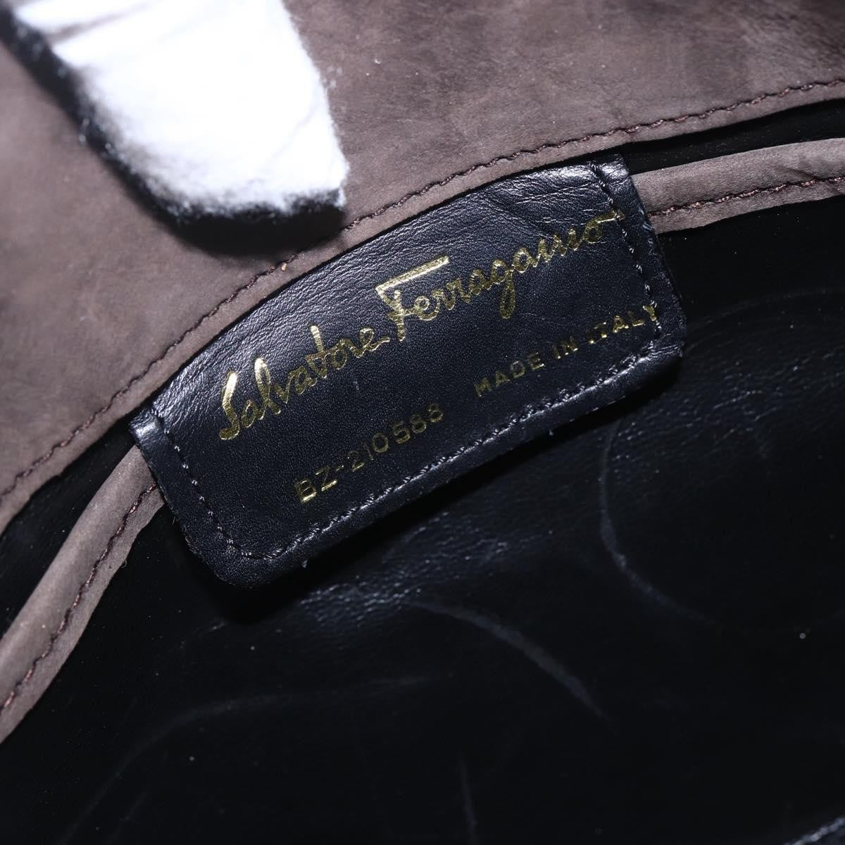 Salvatore Ferragamo Vala Shoulder Bag Suede, BROWN, SUEDE, Shoulder bag