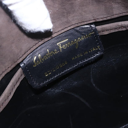 Salvatore Ferragamo Vala Shoulder Bag Suede, BROWN, SUEDE, Shoulder bag