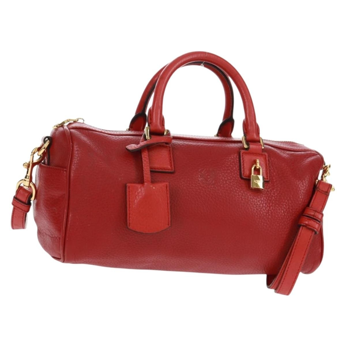 Loewe Anagram handbag Leather, RED, LEATHER, Handbag